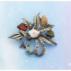Vintage Artful Leaves & Stones Brooch | J25
